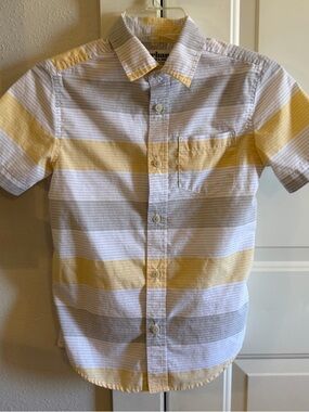 urban pipeline White and Yellow Striped Short-Sleeve Button-Down Shirt